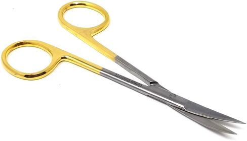مقص T/C IRIS الصغير منحني 4.5 بوصة مع إدراجات كربيد التنغستن مع مقبض ذهبي (علامة تجارية HTI) in Kuwait