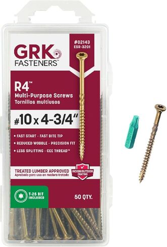 GRK 772691021434 02143#10 x 4-3/4" R4 Multi-Purpose Screws 50 Count, 10", Gold in Saudi Arabia