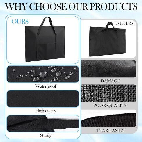 Shinylin 2 Pack Lightweight Art Portfolio Bag, 25" x 37" for 24" x 36" Artwork with Outer Pockets and Handle Extra Large Waterproof Art Portfolio Case Carrying Storage Bag for Poster Sketching Drawing in Kuwait