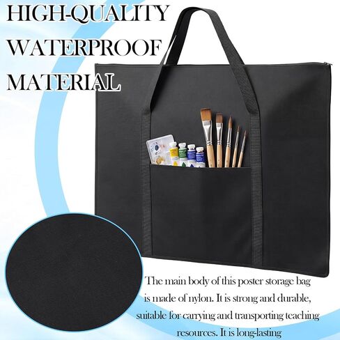 Shinylin 2 Pack Lightweight Art Portfolio Bag, 25" x 37" for 24" x 36" Artwork with Outer Pockets and Handle Extra Large Waterproof Art Portfolio Case Carrying Storage Bag for Poster Sketching Drawing in Kuwait