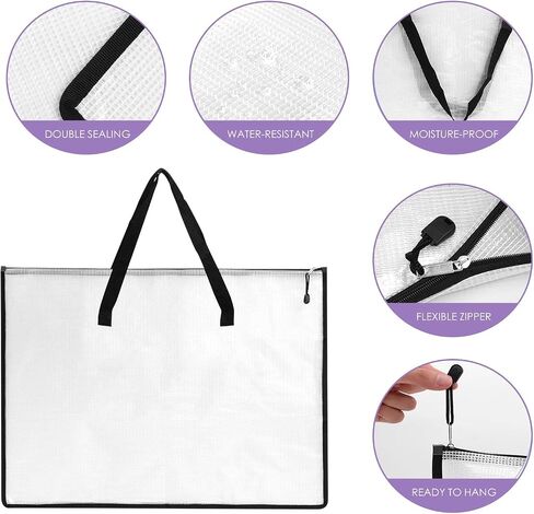 2 Pack 19x25 inch Art Portfolio Bags, Artwork Storage Case with Zipper and Handle Mesh Folder Organizers for Poster, Scrapbook, Keepsake and Bulletin Board for Artwork, Posters Storage Bag in Kuwait
