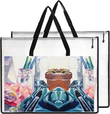 2 Pack 19x25 inch Art Portfolio Bags, Artwork Storage Case with Zipper and Handle Mesh Folder Organizers for Poster, Scrapbook, Keepsake and Bulletin Board for Artwork, Posters Storage Bag in Kuwait