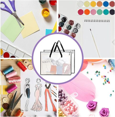 RUIAN 2-Pack 19x25 Inch Art Portfolio Bag, Waterproof Nylon Folder with Handle for Artwork, Drawing Pads, Posters, Charts & Teaching Materials (Translucent, Foldable) in Saudi Arabia