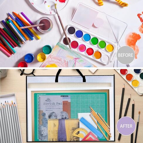 RUIAN 2-Pack 19x25 Inch Art Portfolio Bag, Waterproof Nylon Folder with Handle for Artwork, Drawing Pads, Posters, Charts & Teaching Materials (Translucent, Foldable) in Saudi Arabia