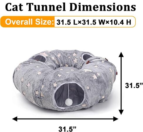 Baveke Cat Tunnels for Indoor Cats, Soft Plush Donut Cat Hideaway in Kuwait