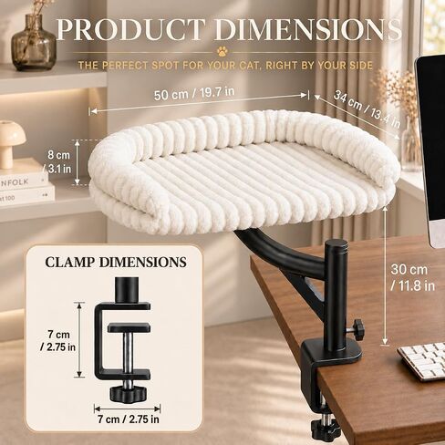 360° Rotating Desk Cat Bed for Large Cats, Detachable and Washable in Kuwait
