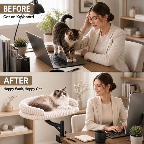 360° Rotating Desk Cat Bed for Large Cats, Detachable and Washable in Kuwait