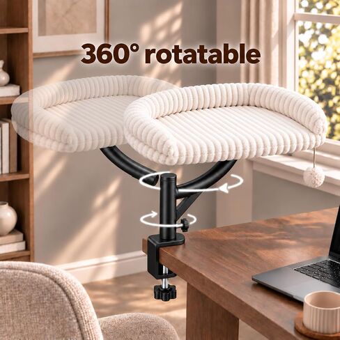 360° Rotating Desk Cat Bed for Large Cats, Detachable and Washable in Kuwait