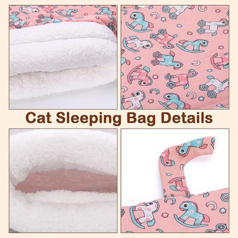 Cat Sleeping Bag for Indoor Cats, Comfortable Warm Semi-Enclosed Cat Winter Sleeping Bag Pet Bed with Cave for Cats 6-8kg (Pink) in Kuwait