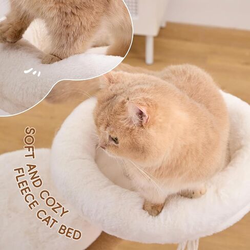 Nonta indoor cat with small wooden cat tree, X-shaped stable cat tower, with 2 platforms, natural sisal grab pole, soft fur cat fence with toys, suitable for compact cat furniture in small space multi in Kuwait