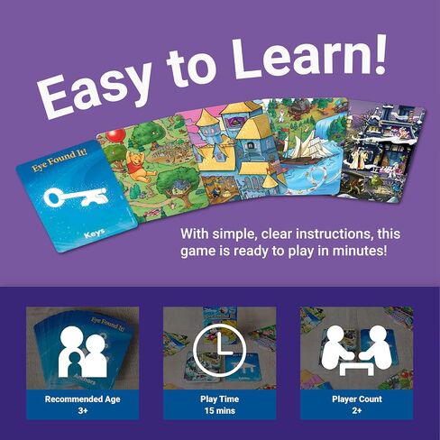 Ravensburger Eye Found It! World of Disney Card Game - Fun and Educational Spot It for Toddlers, Preschoolers, Boy and Girls Ages 3-8 - Family-Friendly for Endless Fun in Kuwait