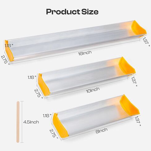 Caydo 3 Pcs Dual Edge Emulsion Scoop Coater with 10 PCS Wooden Sticks, 8'' 10'' 16'' Inch Aluminum Silk Screen Printing Coating Tool for Silkscreen Printing in Kuwait