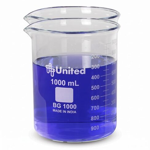 United Scientific™ BG1000-3000 أكواب زجاجية من فئة البورسليكات | غريفين كوب منخفض الشكل | تخرج مع صنبور | مصممة للمختبرات وفصول الكيمياء | سعة 3000 مل in Kuwait