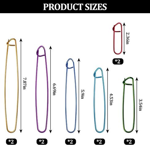 12pcs Knitting Stitch Holders Set, Aluminum Yarn Stitch Holder Needles, Colorful Safety Pin Style Cable Stitch Holders for Knitting, Crochet, Sweaters, Socks, Yarn Sewing DIY Craft Tools in Kuwait