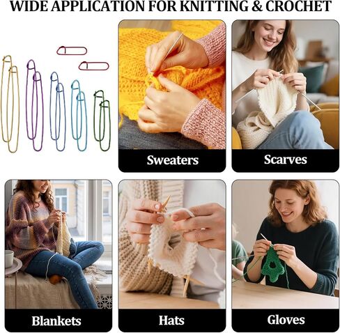 12pcs Knitting Stitch Holders Set, Aluminum Yarn Stitch Holder Needles, Colorful Safety Pin Style Cable Stitch Holders for Knitting, Crochet, Sweaters, Socks, Yarn Sewing DIY Craft Tools in Kuwait