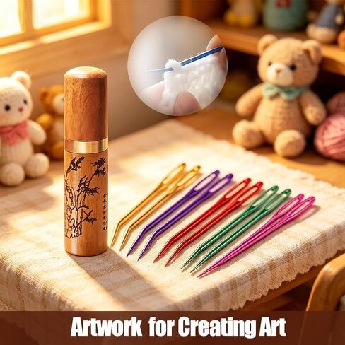 Yarn Needles Tapestry Needles Darning Needles Large-Eye Aluminum - 10 Pieces Weaving Needle for Crocheting with Wooden Needle Case in Saudi Arabia
