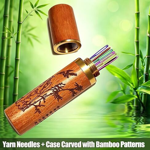 Yarn Needles Tapestry Needles Darning Needles Large-Eye Aluminum - 10 Pieces Weaving Needle for Crocheting with Wooden Needle Case in Saudi Arabia