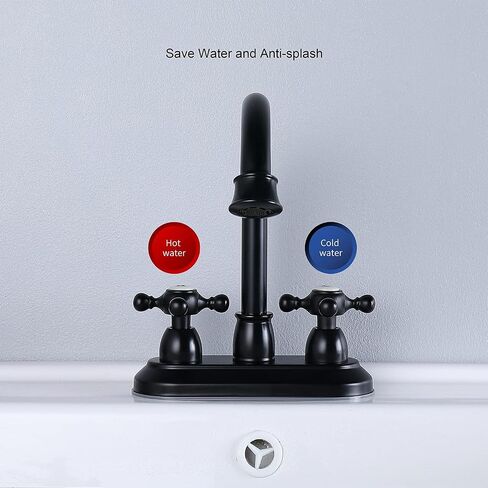4-Inch Bathroom Sink Faucet Matte Black, Vintage 2-Handle Centerset Vanity Faucet for Bathroom Sink in Kuwait