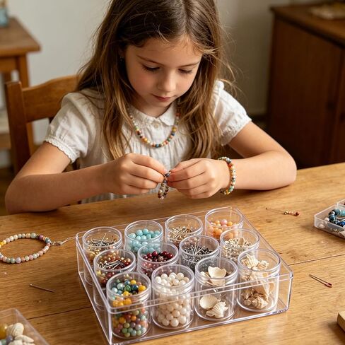 4 Pcs Bead Organizer Transparent Embroidery Bead Storage Containers with Lid, Diamond Art Plastic Storage Containers for DIY Crafts Jewelry Earring Sewing Pills Nail Small Items, Clear (12 Grids) in Kuwait