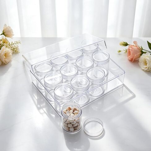 4 Pcs Bead Organizer Transparent Embroidery Bead Storage Containers with Lid, Diamond Art Plastic Storage Containers for DIY Crafts Jewelry Earring Sewing Pills Nail Small Items, Clear (12 Grids) in Kuwait