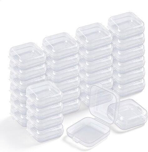 30 Pieces Clear Plastic Earplug Case with Hinged Lids, Mini Ear Plug Carrying Case, Transparent Portable Square Earplug Storage Containers for Jewelry Beads Ear Studs Rings (30 Pieces) in Kuwait