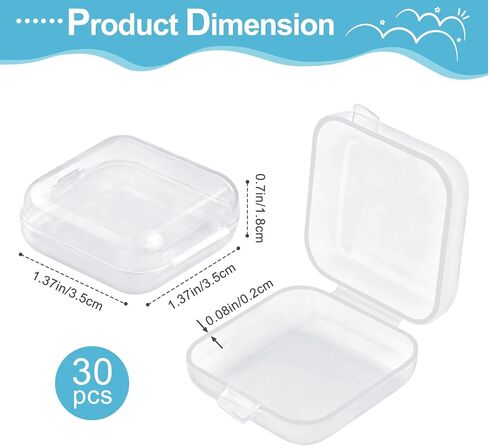 30 Pieces Clear Plastic Earplug Case with Hinged Lids, Mini Ear Plug Carrying Case, Transparent Portable Square Earplug Storage Containers for Jewelry Beads Ear Studs Rings (30 Pieces) in Kuwait
