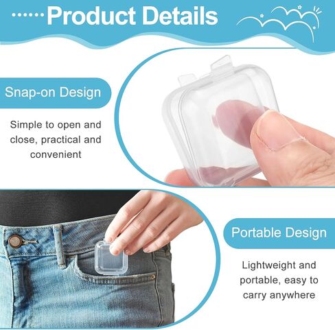 30 Pieces Clear Plastic Earplug Case with Hinged Lids, Mini Ear Plug Carrying Case, Transparent Portable Square Earplug Storage Containers for Jewelry Beads Ear Studs Rings (30 Pieces) in Kuwait