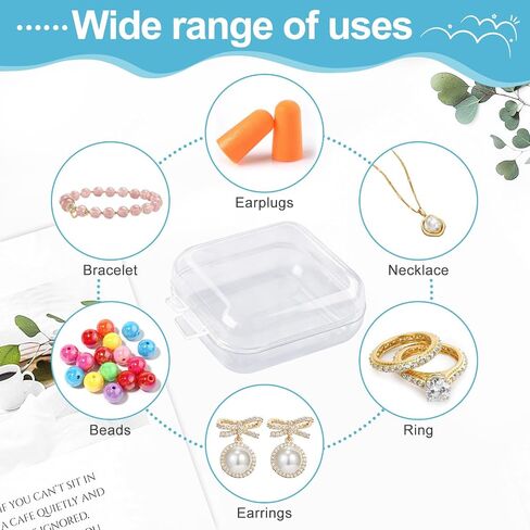 30 Pieces Clear Plastic Earplug Case with Hinged Lids, Mini Ear Plug Carrying Case, Transparent Portable Square Earplug Storage Containers for Jewelry Beads Ear Studs Rings (30 Pieces) in Kuwait