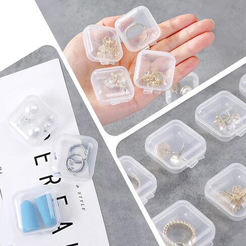 30 Pieces Clear Plastic Earplug Case with Hinged Lids, Mini Ear Plug Carrying Case, Transparent Portable Square Earplug Storage Containers for Jewelry Beads Ear Studs Rings (30 Pieces) in Kuwait