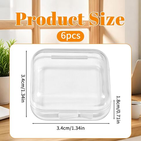6PCS Clear Plastic Ear Plug Case, Mini Small Square Container with Lid in Kuwait
