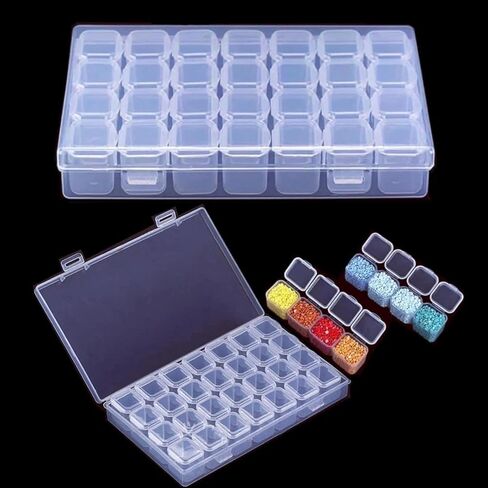 28 Grids, 2 Packs - 56pcs, Bead Storage Containers with 80pcs Label Stickers, Diamond Art, Bead Box, Diamond Painting Organizer in Kuwait
