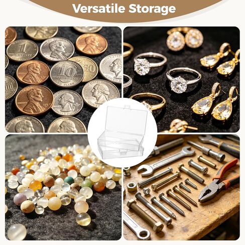12 Pcs Plastic Storage Boxes, Small Clear Bead Storage Containers with Hinged Lids, Rectangular Craft Organizer Cases for Beads, Jewelry, Coins, Accessories, Parts, 5.3 x 3.1 x 1.2" in Kuwait