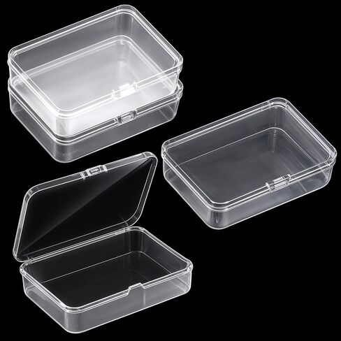 Classicseali 4 Pcs Small Plastic Storage Box,3.74 X 2.55 X 1 in,Small Clear Storage Box,Mini Plastic Case with Lid for Collecting Beads,Jewelry,Crafts,Business Cards,Screws in Saudi Arabia