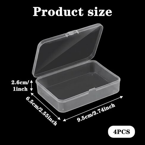 Classicseali 4 Pcs Small Plastic Storage Box,3.74 X 2.55 X 1 in,Small Clear Storage Box,Mini Plastic Case with Lid for Collecting Beads,Jewelry,Crafts,Business Cards,Screws in Saudi Arabia