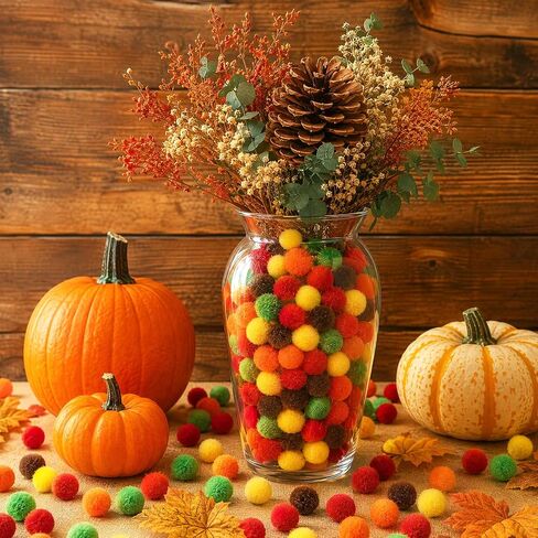 1000 Pieces Fall Pom Poms Balls Yellow Orange Brown Red Pom Poms in Kuwait