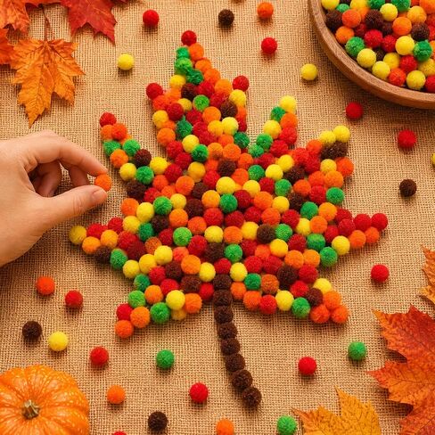 1000 Pieces Fall Pom Poms Balls Yellow Orange Brown Red Pom Poms in Kuwait