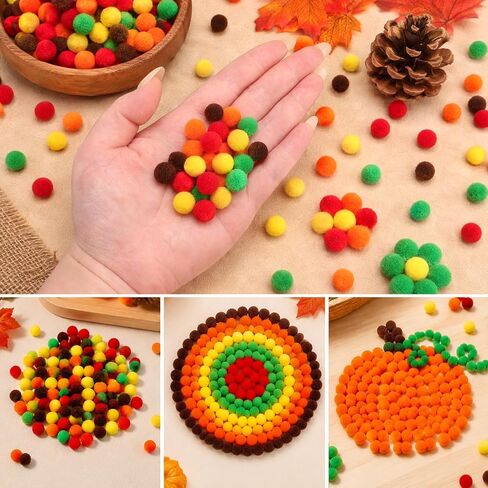1000 Pieces Fall Pom Poms Balls Yellow Orange Brown Red Pom Poms in Kuwait
