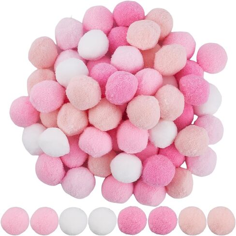 SUNNYCLUE 100Pcs Pink Pompom Balls Craft Pom Poms Bulk 25mm Polyester Valentine's Day Soft Fluffy Fuzzy Decor Round Mini Pompoms Ball for Father's Day Mother's Day Making DIY Creative Art Crafts Party in Kuwait