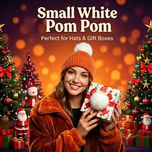 12 Pcs Faux Fur Pom Pom Balls for Hats, 3.5 in Faux Fox Large Pompoms, White Fur Fluffy Pompom Beanie Ball with Elastic Loop for Keychains Shoes Scarves Bags Charms Crafts DIY Accessories in Kuwait