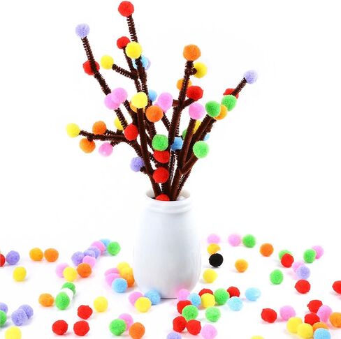 Caydo 2400PCS Small Pom Poms for Crafts with 100PCS Wiggly Eyes, 24 Colors in Kuwait