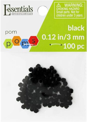 Essentials By Leisure Arts 100pc Black 3mm Pom Poms - Cotton Craft Pom Pom Balls for DIY Projects, Decorative Crafts, Toys, Garlands & More in Kuwait