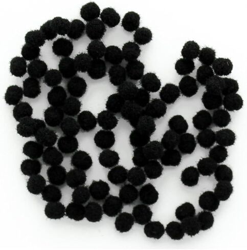 Essentials By Leisure Arts 100pc Black 3mm Pom Poms - Cotton Craft Pom Pom Balls for DIY Projects, Decorative Crafts, Toys, Garlands & More in Kuwait