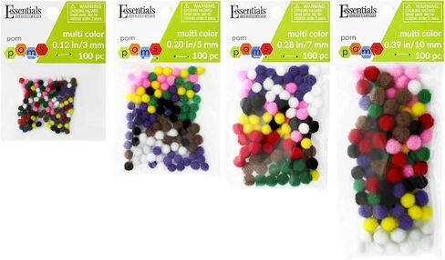 Essentials By Leisure Arts 100pc Black 3mm Pom Poms - Cotton Craft Pom Pom Balls for DIY Projects, Decorative Crafts, Toys, Garlands & More in Kuwait