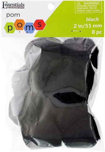 Essentials By Leisure Arts Pom Poms, Black -2", 8 Pieces Per Pack in Kuwait