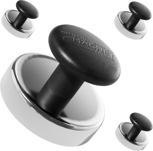 مستديرة من MASTER magnetics قاعدة قفل مغناطيسي مع مقبض ، مصنوع من الكروم ، 1.43 " في القطر ، 0. 98 بوصة الارتفاع الكلي مع مقبض قطر 1. 5 "/16 كجم ، (صندوق من 4) in Kuwait