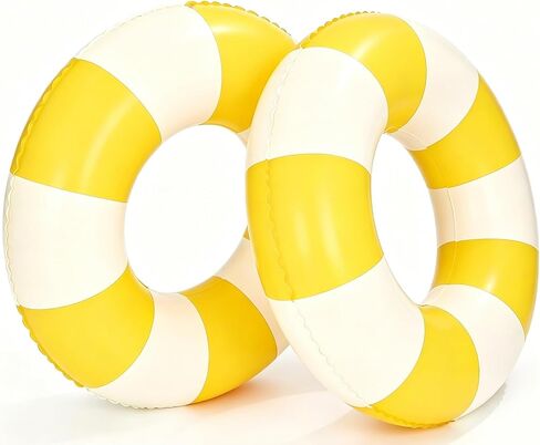 2 Pack Cactus Striped Inflatable Swim Ring, Adult Float for Beach & Swimming Pool in Kuwait