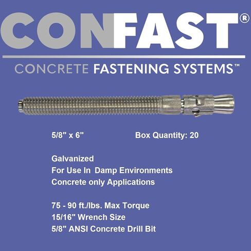 CONFAST 1/2" x 3-3/4" Galvanized Wedge Anchor (Box of 25) in Kuwait
