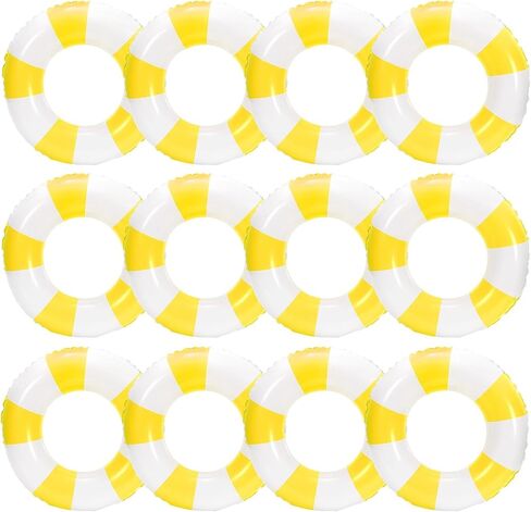 JarThenaAMCS 12 Pcs Inflatable Swimming Float Toy Swim Ring Striped Print Pool Lounger Tube in Kuwait