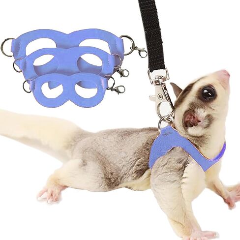 3 Pack Sugar Glider Harness and Leash Set Small Animal Training Walking Vest for Squirrel Hamster Rat Blue in Kuwait