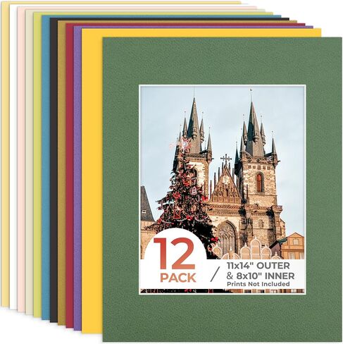 Frametory 12 Pack 8x8 Picture Mat for 4x4 Photo Mix Color in Kuwait